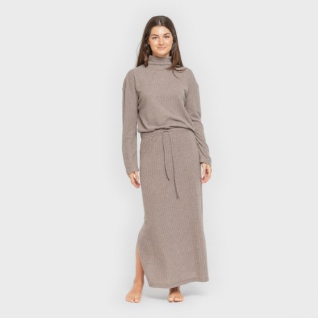 Falda midi rib canalé mujer faldas