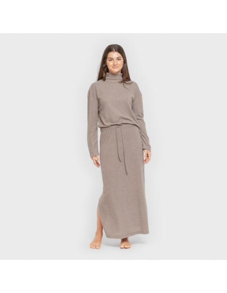 Falda midi rib canalé mujer faldas