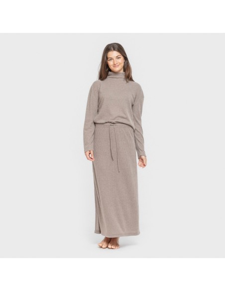 Falda midi rib canalé mujer faldas