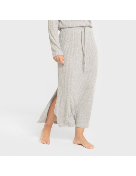 Falda midi rib canalé mujer faldas
