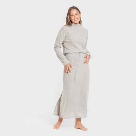 Falda midi rib canalé mujer faldas