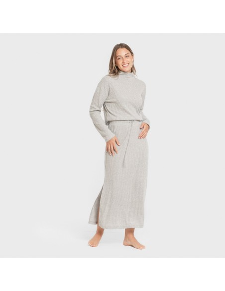 Falda midi rib canalé mujer faldas