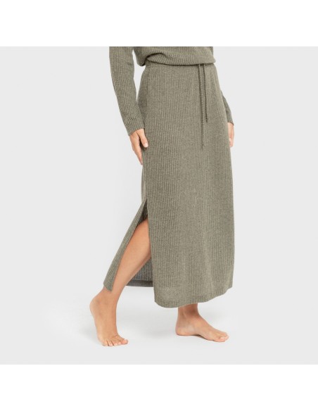 Falda midi rib canalé mujer faldas