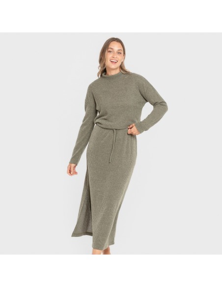 Falda midi rib canalé mujer faldas