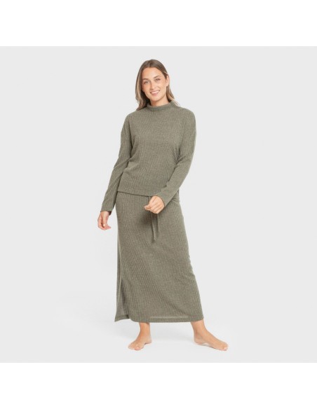 Falda midi rib canalé mujer faldas