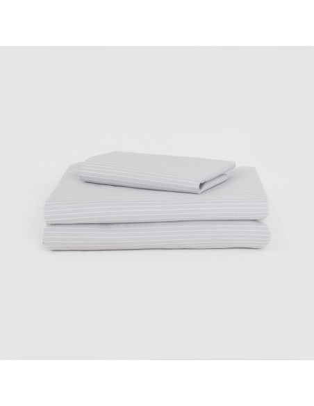 Juego de sábanas algodón Raya Chuck gris sabanas-de-algodon-100