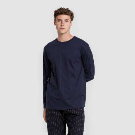 Pijama hombre franela Monclova azul marino pijamas-largos-hombre