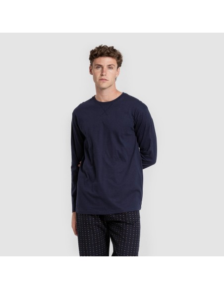 Pijama hombre franela Monclova azul marino pijamas-largos-hombre