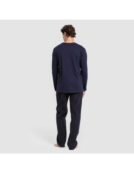 Pijama hombre franela Monclova azul marino pijamas-largos-hombre