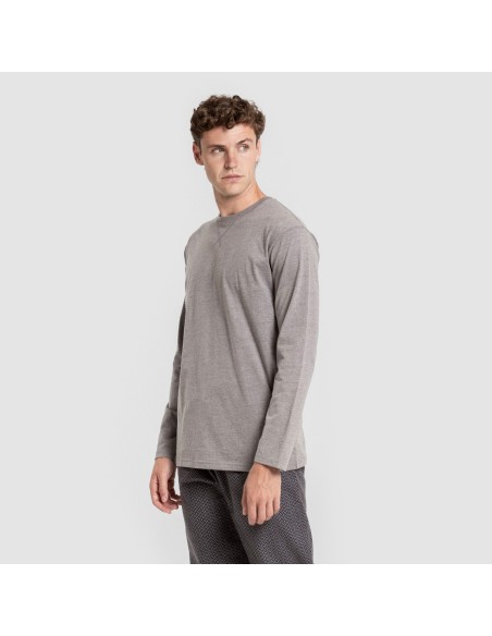 Pijama hombre franela Polo gris pijamas-largos-hombre