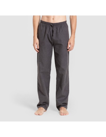 Pijama hombre franela Polo gris pijamas-largos-hombre