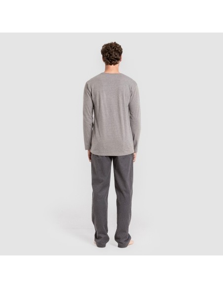 Pijama hombre franela Polo gris pijamas-largos-hombre