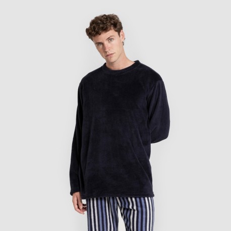 Pijama coral hombre Raya Vinicius azul marino pijamas-largos-hombre