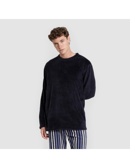Pijama coral hombre Raya Vinicius azul marino pijamas-largos-hombre
