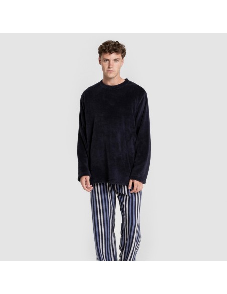 Pijama coral hombre Raya Vinicius azul marino pijamas-largos-hombre