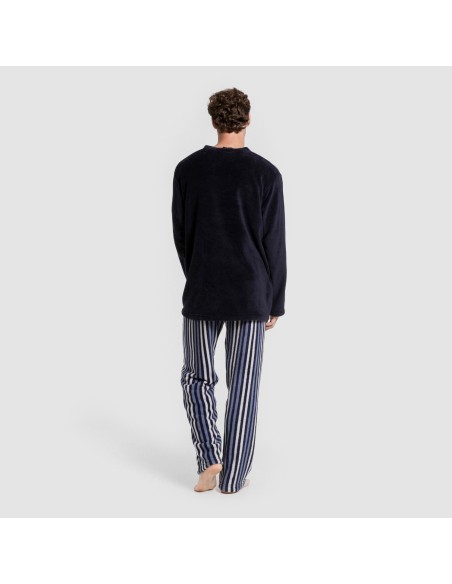 Pijama coral hombre Raya Vinicius azul marino pijamas-largos-hombre