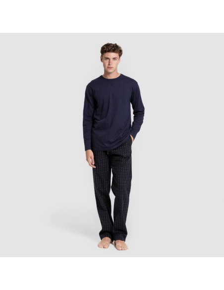 Pijama hombre franela Monclova azul marino pijamas-largos-hombre