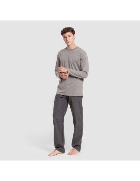 Pijama hombre franela Polo gris pijamas-largos-hombre