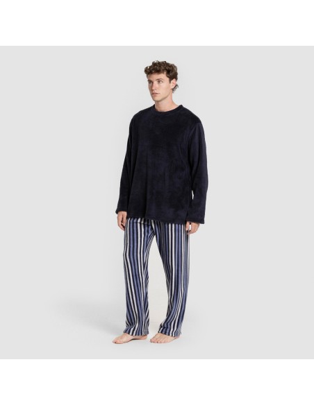 Pijama coral hombre Raya Vinicius azul marino pijamas-largos-hombre