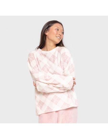 Pijama coral Cuadro Guima rosa pijamas-de-invierno-de-mujer