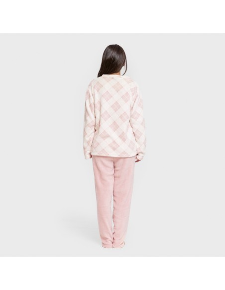 Pijama coral Cuadro Guima rosa pijamas-de-invierno-de-mujer