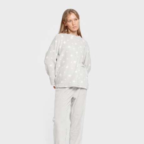 Pijama coral Cosmo gris perla pijamas-de-invierno-de-mujer