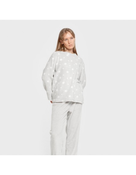 Pijama coral Cosmo gris perla pijamas-de-invierno-de-mujer