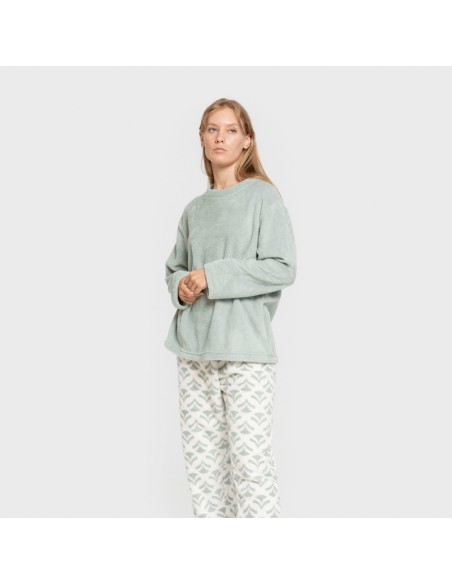 Pijama coral Etea verde tiffany pijamas-de-invierno-de-mujer