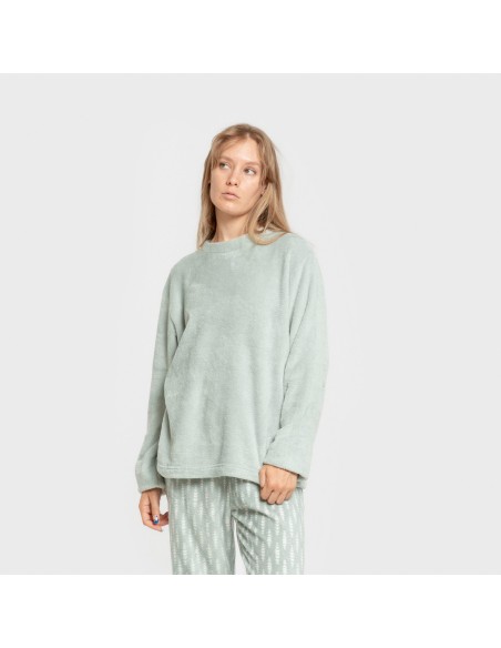 Pijama coral Espiga verde tiffany pijamas-de-invierno-de-mujer
