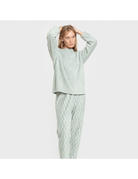 Pijama coral Espiga verde tiffany pijamas-de-invierno-de-mujer