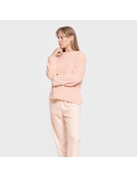 Pijama coral Raya Paloma melocotón pijamas-de-invierno-de-mujer