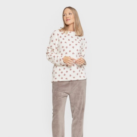 Pijama coral Ellen marrón pijamas-de-invierno-de-mujer