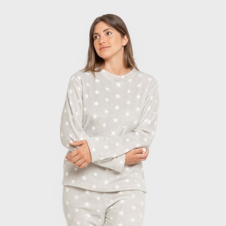 Pijama coral Vitalidad gris perla pijamas-de-invierno-de-mujer