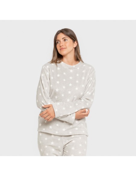 Pijama coral Vitalidad gris perla pijamas-de-invierno-de-mujer