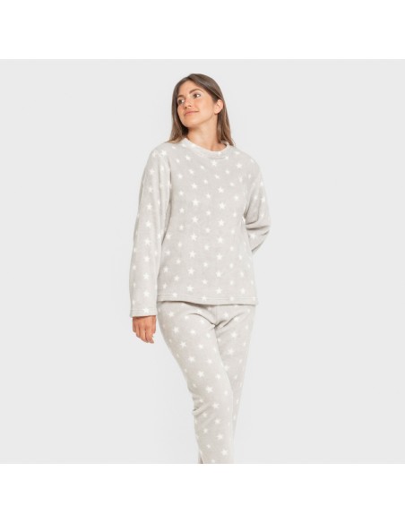 Pijama coral Vitalidad gris perla pijamas-de-invierno-de-mujer