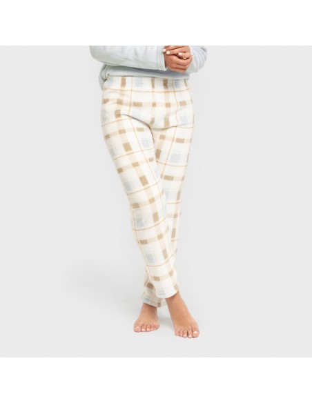 Pijama coral Cuadro Noric celeste pijamas-de-invierno-de-mujer