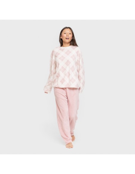 Pijama coral Cuadro Guima rosa pijamas-de-invierno-de-mujer