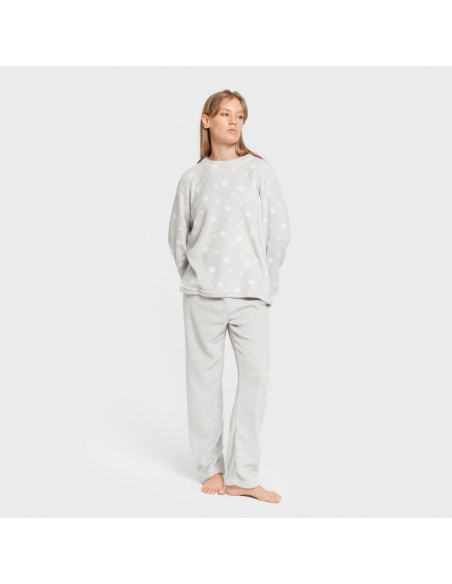 Pijama coral Cosmo gris perla pijamas-de-invierno-de-mujer