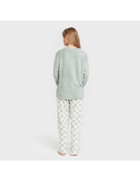 Pijama coral Etea verde tiffany pijamas-de-invierno-de-mujer