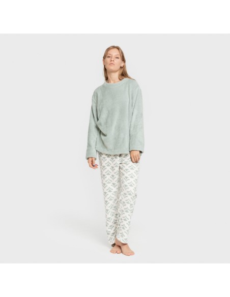 Pijama coral Etea verde tiffany pijamas-de-invierno-de-mujer