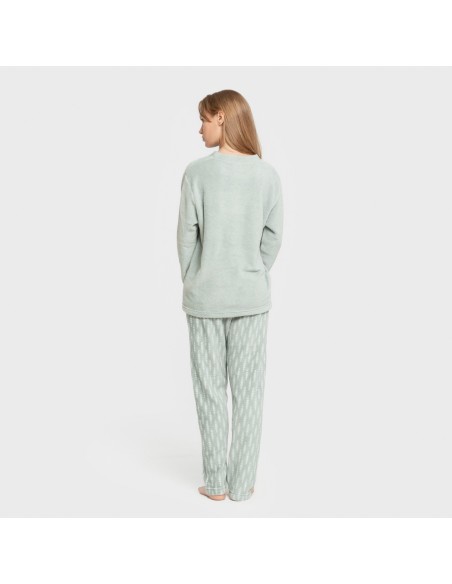 Pijama coral Espiga verde tiffany pijamas-de-invierno-de-mujer