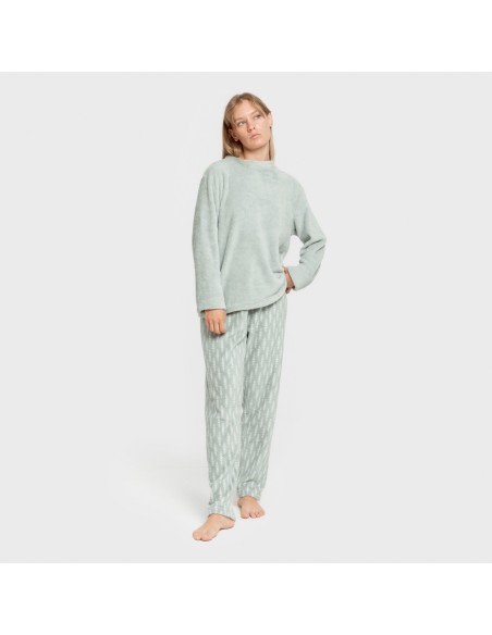 Pijama coral Espiga verde tiffany pijamas-de-invierno-de-mujer