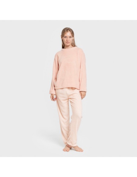 Pijama coral Raya Paloma melocotón pijamas-de-invierno-de-mujer