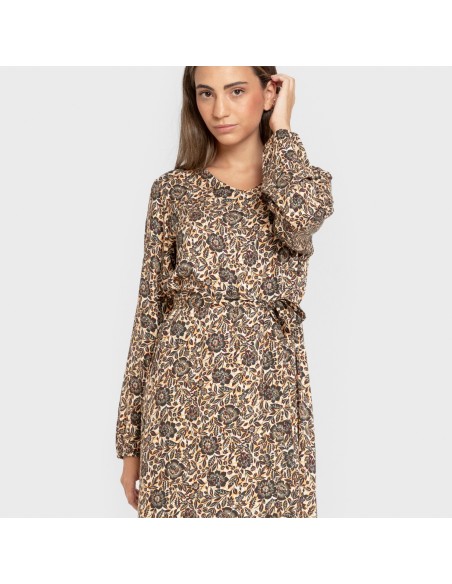 Vestido midi manga larga pico viscosa Sophie vestidos-y-blusones-mujer