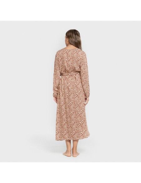 Vestido midi manga larga pico viscosa Serum teja vestidos-y-blusones-mujer