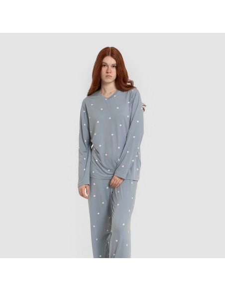 Pijama largo mujer soft Choer indigo pijamas-largos-de-mujer