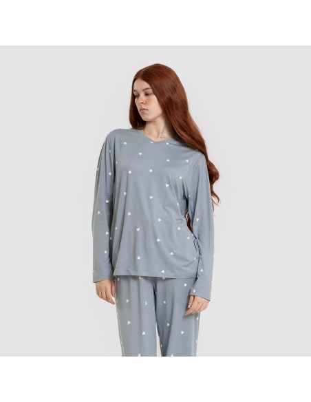 Pijama largo mujer soft Choer indigo pijamas-largos-de-mujer