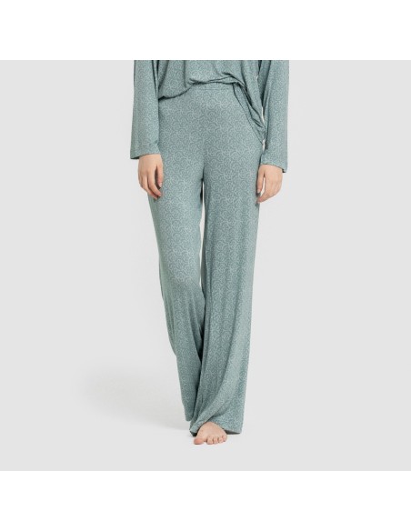 Pijama largo viscosa mujer Virgo verde agua pijamas-largos-de-mujer