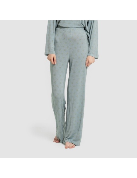 Pijama largo viscosa mujer Spring azul agua pijamas-largos-de-mujer