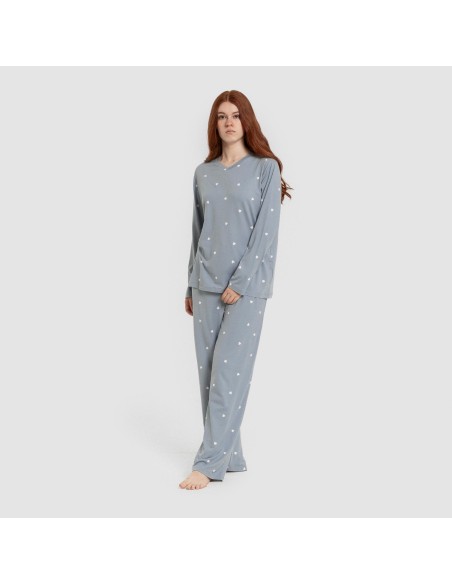 Pijama largo mujer soft Choer indigo pijamas-largos-de-mujer